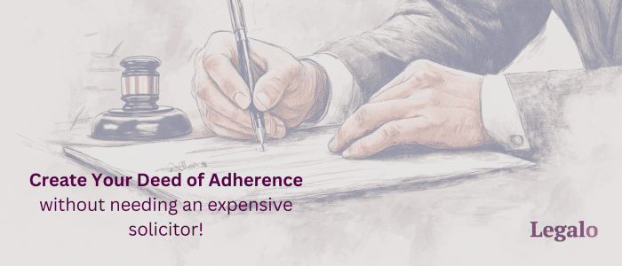 Image of a lawyer drafting a deed of adherence.